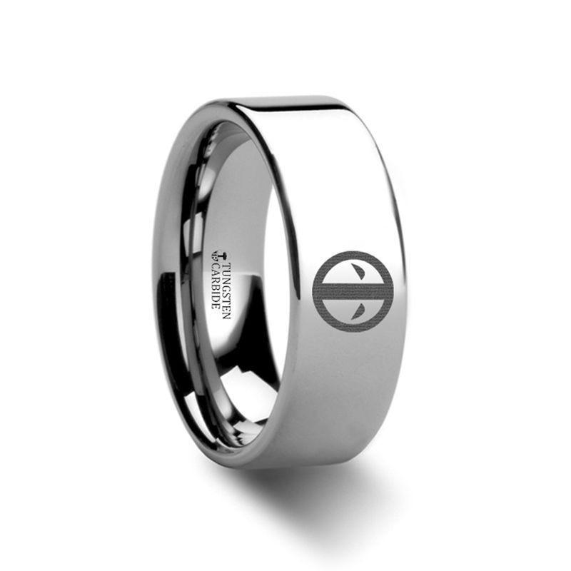 Deadpool Mercenary Symbol Super Hero Movie Tungsten Engraved Ring Jewelry - 10mm - 12mm