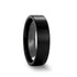 DRAKON Flat Pipe Cut Brush Finished Black Ceramic Wedding Band - 10mm - 12mm