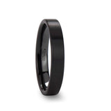 DRAKON Flat Pipe Cut Brush Finished Black Ceramic Wedding Band - 10mm - 12mm