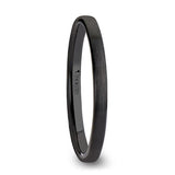 DRAKON Flat Pipe Cut Brush Finished Black Ceramic Wedding Band - 2mm - 8mm