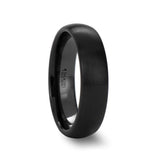 ATTOR Domed Brush Finished Black Ceramic Wedding Band - 10mm - 12mm