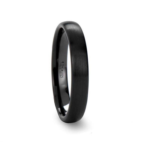 ATTOR Domed Brush Finished Black Ceramic Wedding Band - 10mm - 12mm