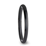 ATTOR Domed Brush Finished Black Ceramic Wedding Band - 10mm - 12mm