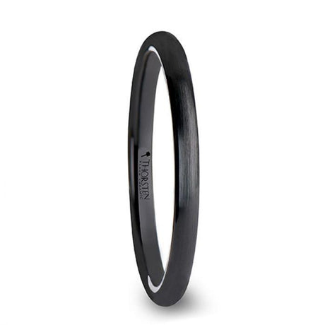 ATTOR Domed Brush Finished Black Ceramic Wedding Band - 10mm - 12mm