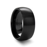 ATTOR Domed Brush Finished Black Ceramic Wedding Band - 10mm - 12mm
