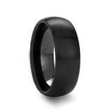 ATTOR Domed Brush Finished Black Ceramic Wedding Band - 10mm - 12mm