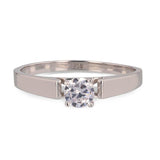 Solitaire Engagement Band with Cubic Zirconium Stone - 2mm