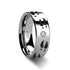 Deer Print Animal Track Ring Flat Tungsten Diamond Ring
