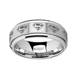 Spinning Superman Logo Engraved Tungsten Carbide Spinner Wedding Band - 8mm
