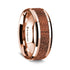 14K Rose Gold Polished Beveled Edges W/ Orange Goldstone Inlay - 8mm