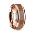14K Rose Gold Polished Beveled Edges W/ Sapele Inlay - 8 mm