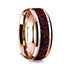 14K Rose Gold Polished Beveled Edges W/ Black and Red Opal Inlay - 8mm