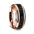 14K Rose Gold Polished Beveled Edges W/ Lava Inlay - 8 mm