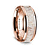 14K Rose Gold Polished Beveled Edges W/ White Deer Antler Inlay - 8 mm