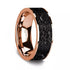 Flat Polished 14K Rose Gold Wedding Ring with Lava Rock Inlay - 8 mm