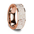 Flat Polished 14K Rose Gold Wedding Ring with White Deer Antler Inlay - 8 mm