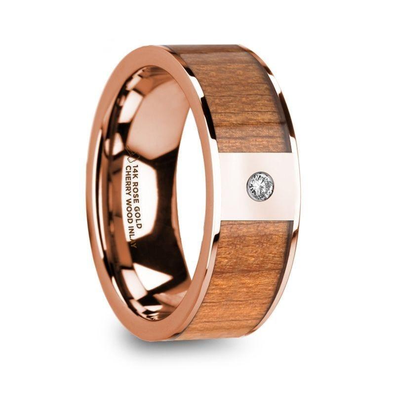 ZENON 14k Rose Gold Cherry Wood Inlay