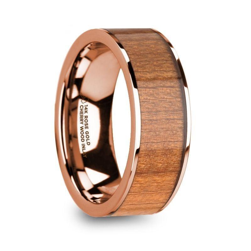ZACHEUS 14k Rose Gold & Cherry Wood Inlay