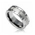 Silver Tungsten Ring With Brick Pattern Brushed Center -8mm