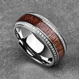 8mm - Mens Titanium Wedding Band W/ Koa wood and diamonds