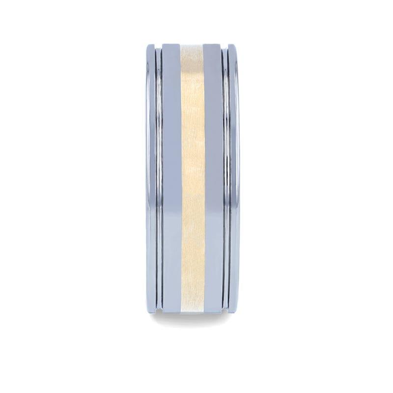 LAZIO 14k Gold Inlay Tungsten Band