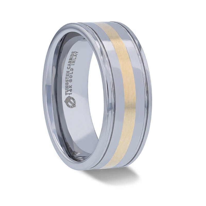LAZIO 14k Gold Inlay Tungsten Band