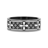 WOVEN CROSSES on Black Flat Tungsten Carbide Ring