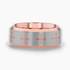 FLEUR CROSS on Flat Rose Gold Plated Tungsten Carbide Ring with Beveled Edges