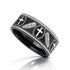 PALM BRANCHES on Black Flat Tungsten Carbide Ring
