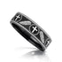 PALM BRANCHES on Black Flat Tungsten Carbide Ring