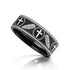 PALM BRANCHES on Black Flat Tungsten Carbide Ring