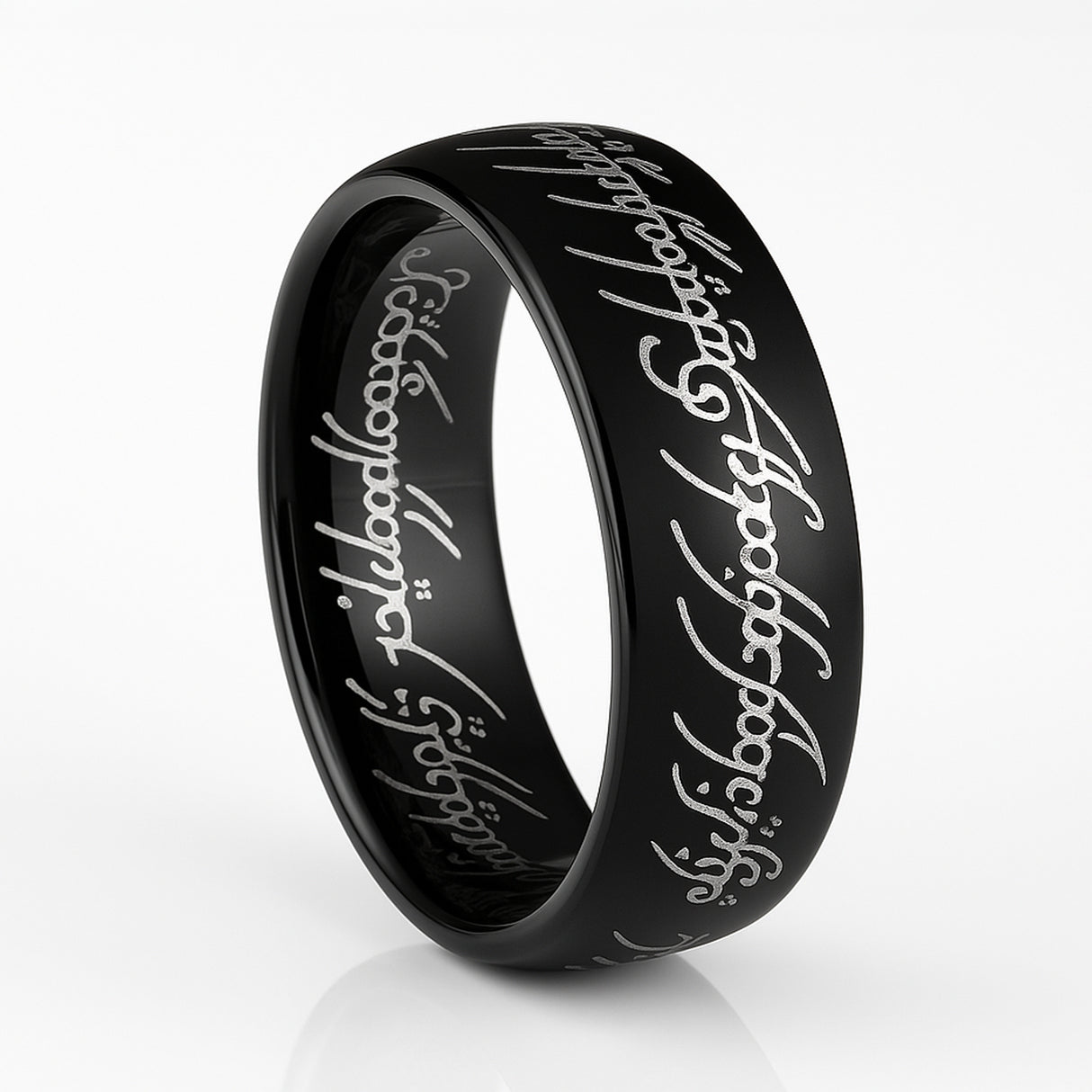 LOTRR Black Personalized Custom Elvish Ring inside outside engraving 4mm - 10mm