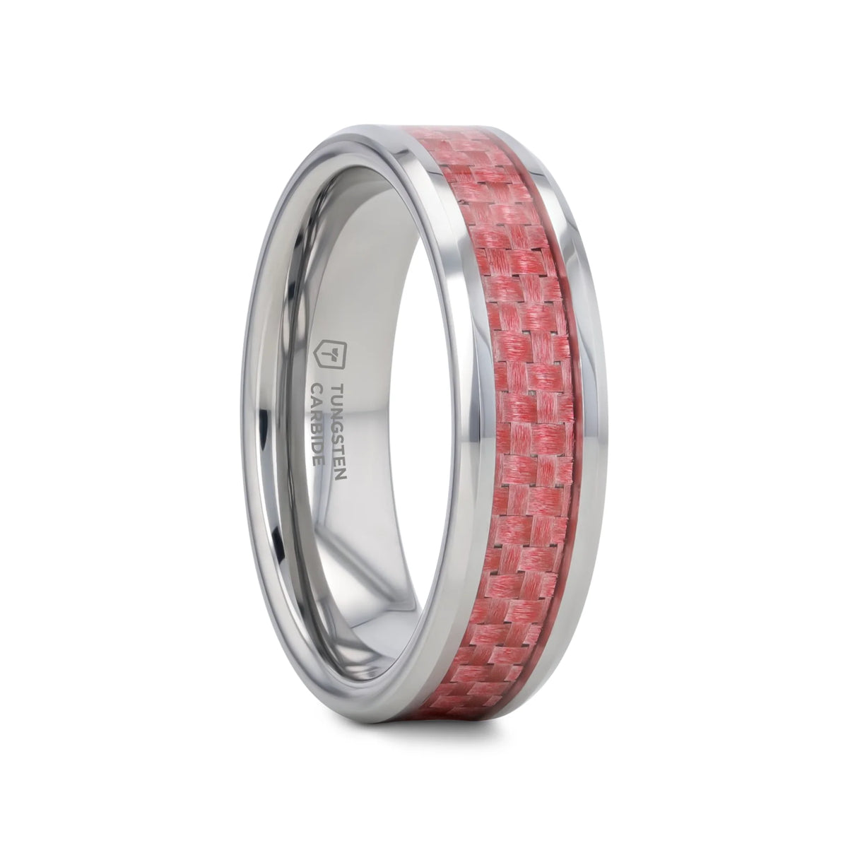 PINK Tungsten Wedding Band W/Pink Carbon Fiber