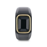 SPARRO Black Titanium Signet Ring With Black Onyx Inlay Outlined in Gold Plating