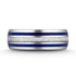 8mm - Mens Domed Tungsten Meteorite Ring, W/ Lapis Lazuli Inlay