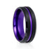 8mm - Black & Purple Tungsten Ring Matte Finish Beveled Edges Wedding Band Purple Inlay