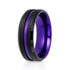8mm - Black & Purple Tungsten Ring Matte Finish Beveled Edges Wedding Band Purple Inlay