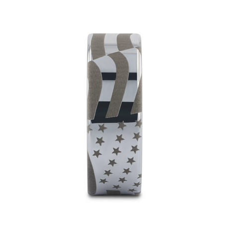 U.S. Flag Patriot Engraved Polished Flat Pipe Cut Tungsten Ring - 6mm - 12mm