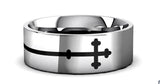 SIDEWAYS CROSS on Flat Tungsten Carbide Ring