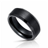 6mm -10mm Black Tungsten Carbide Wedding Ring with Brushed Center