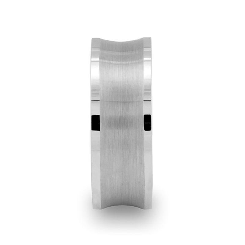Trevico TREVICO Men's Brushed Concave Tungsten Ring with Flat Polished Edges ...