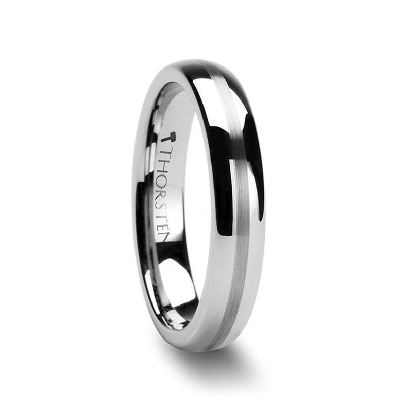 BELLATOR Domed with Brushed Stripe Tungsten Wedding Ring - 4mm - 8mm