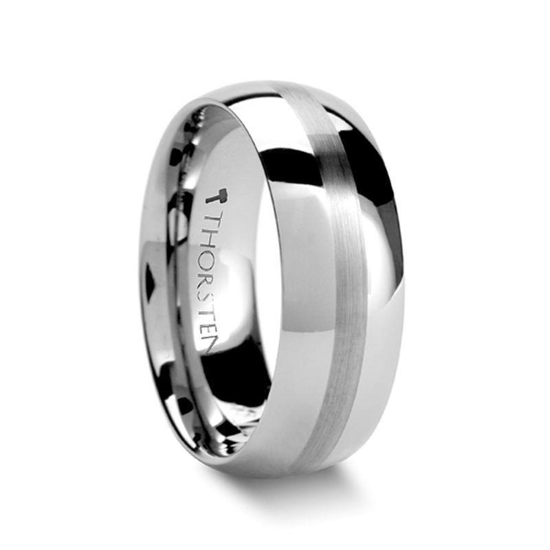 BELLATOR Domed with Brushed Stripe Tungsten Wedding Ring - 4mm - 8mm