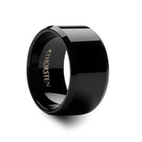 INFINITY Black Tungsten Ring with Beveled Edges