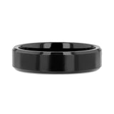 INFINITY Black Tungsten Ring with Beveled Edges