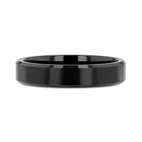 INFINITY Black Tungsten Ring with Beveled Edges