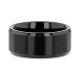INFINITY Black Tungsten Ring with Beveled Edges