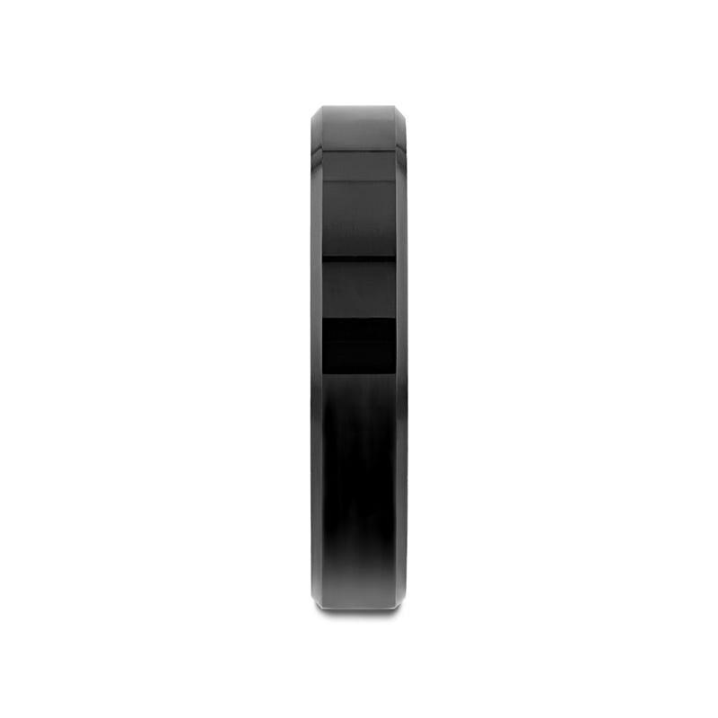INFINITY Black Tungsten Ring with Beveled Edges