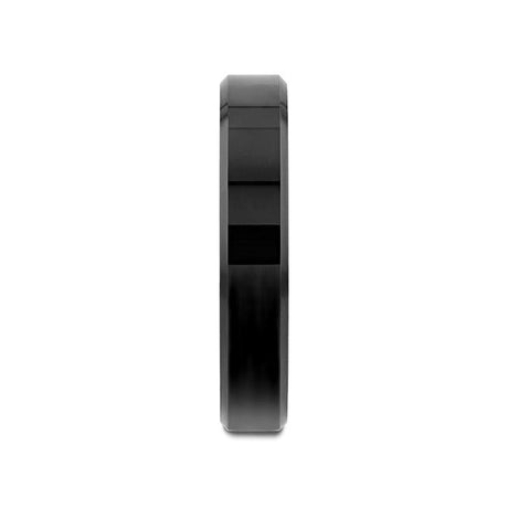 INFINITY Black Tungsten Ring with Beveled Edges