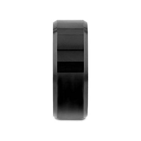 INFINITY Black Tungsten Ring with Beveled Edges